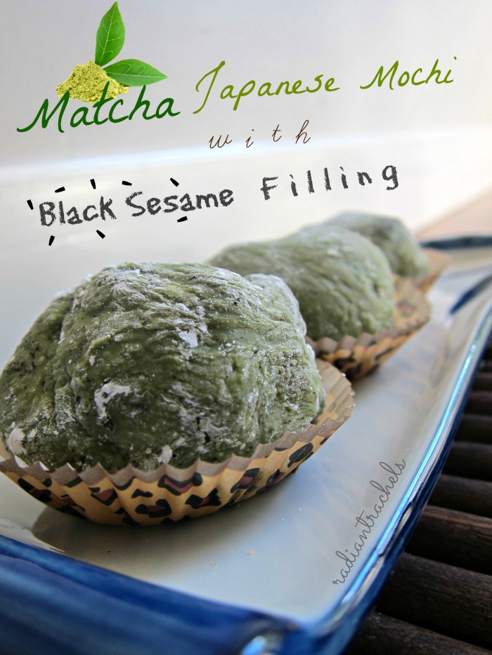 matcha black sesame mochi