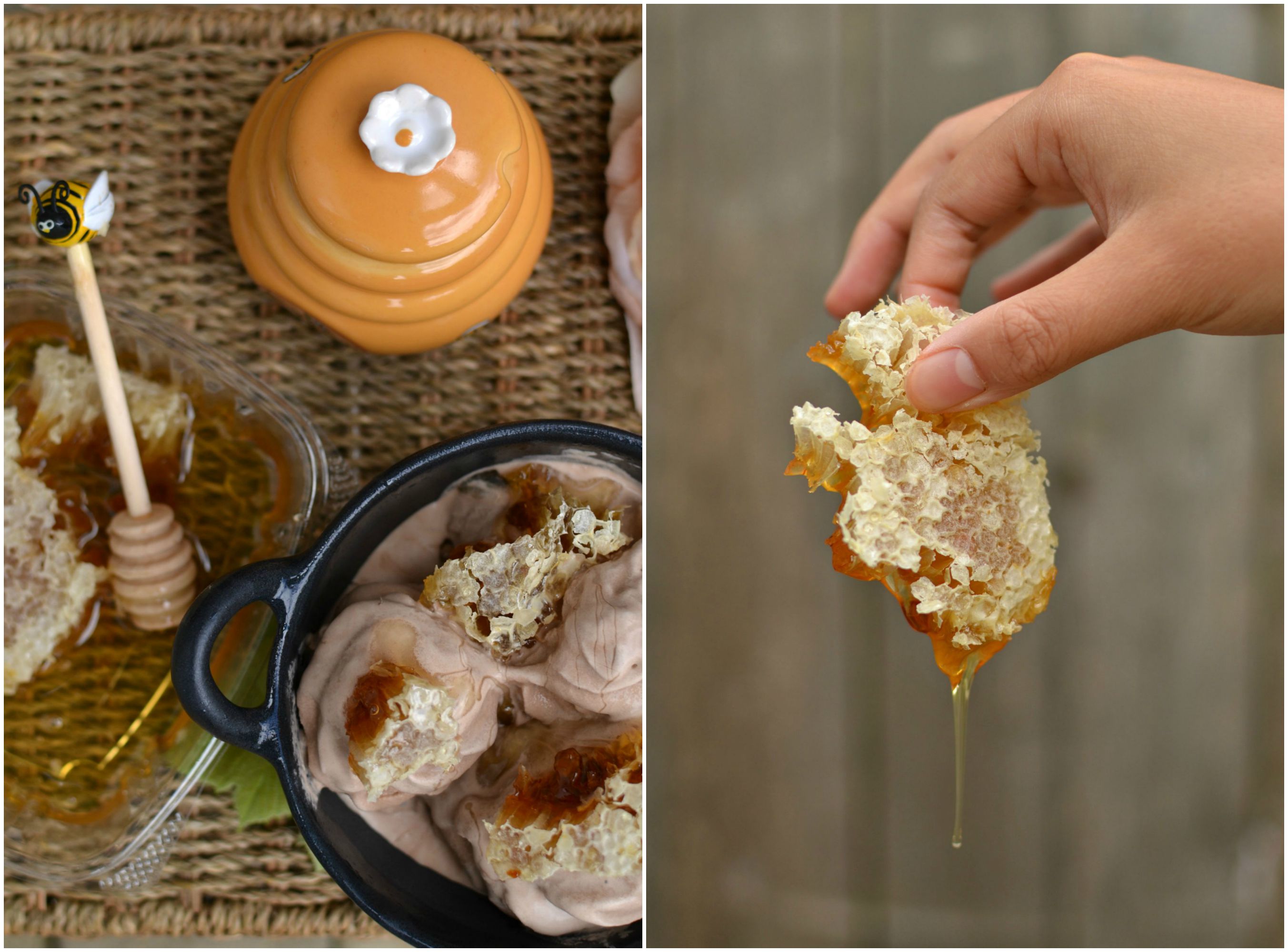 Honeycomb Malt Soft Serve Ice Cream Collage