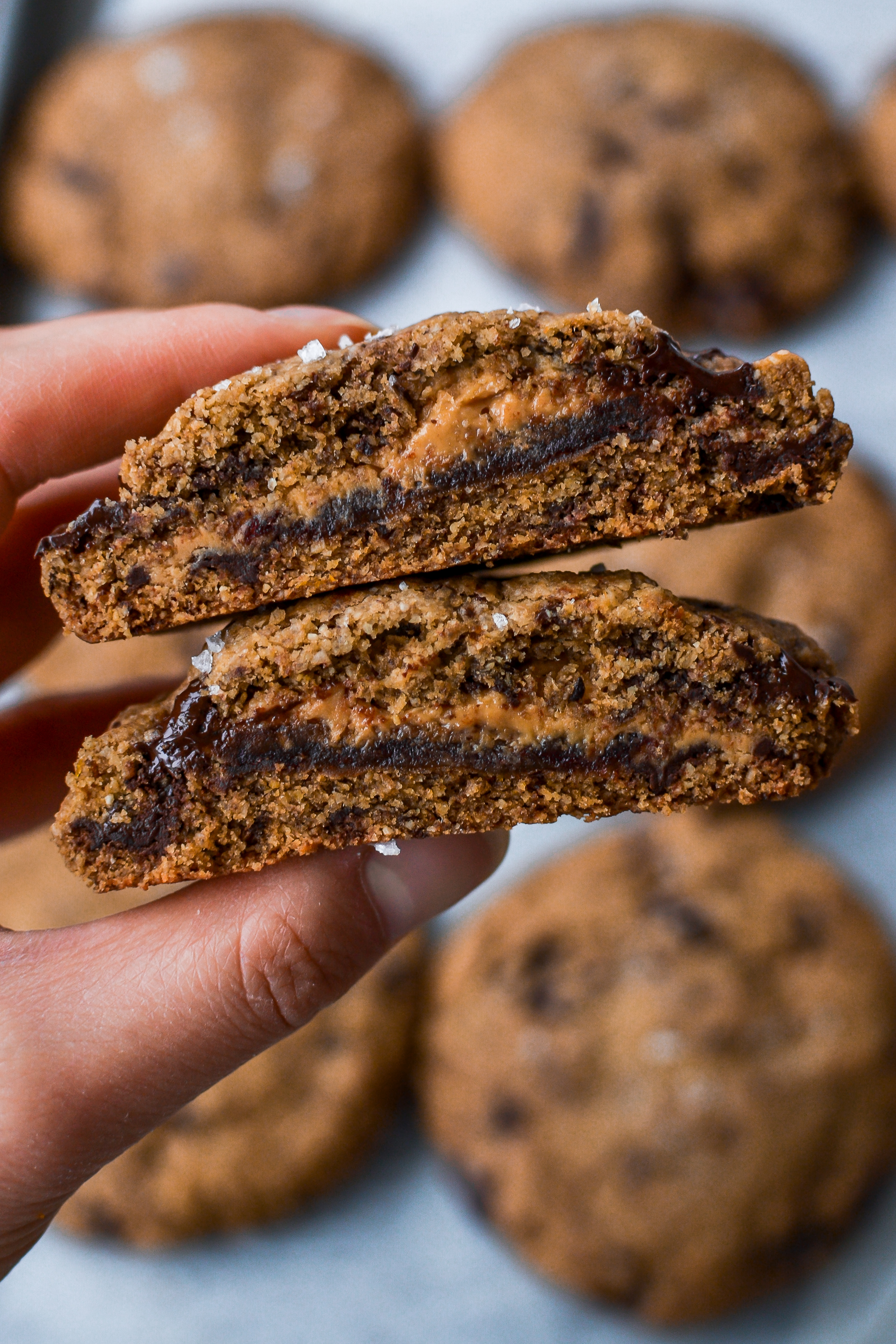 gluten free vegan double stuffed cookies with dates and peanut butter